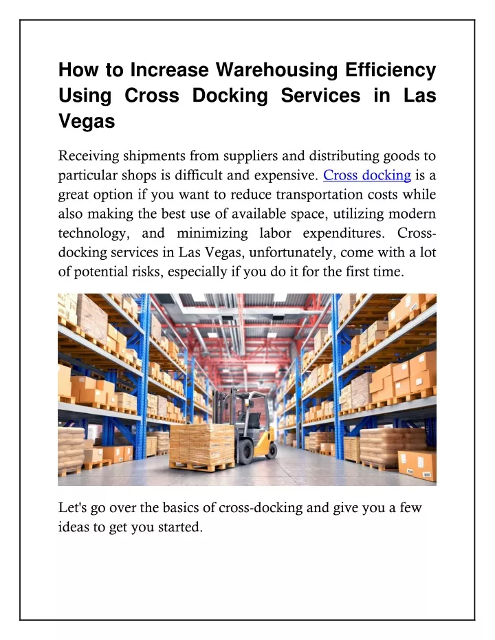 how to increase warehousing efficiency using