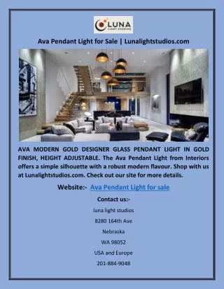 Ava Pendant Light for Sale | Lunalightstudios.com