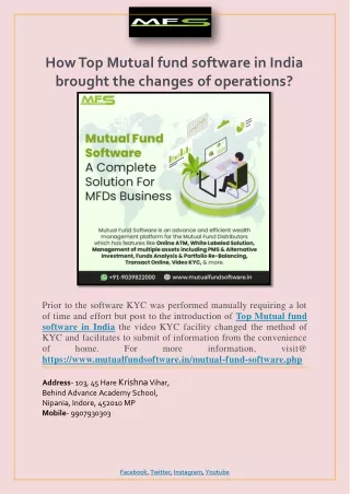 how top mutual fund software in india brought