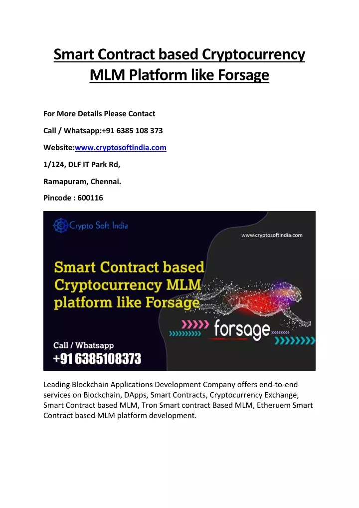 smart contract based cryptocurrency mlm platform