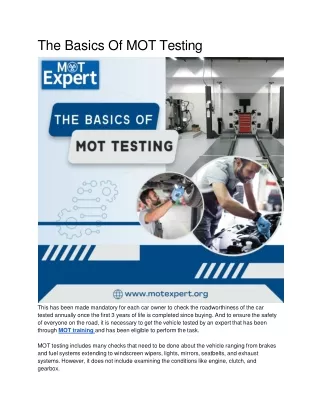 the basics of mot testing