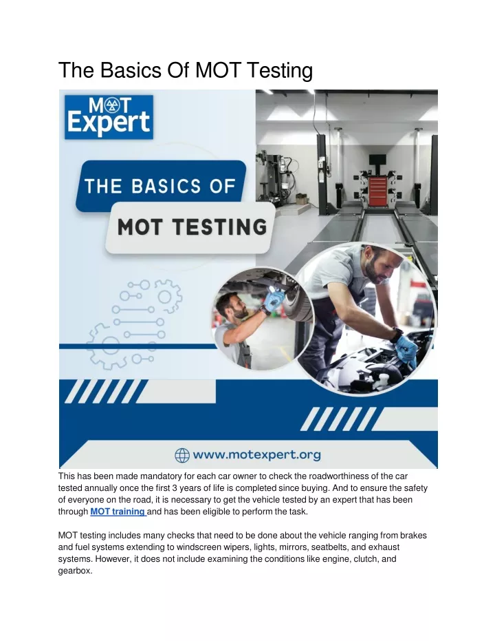 the basics of mot testing