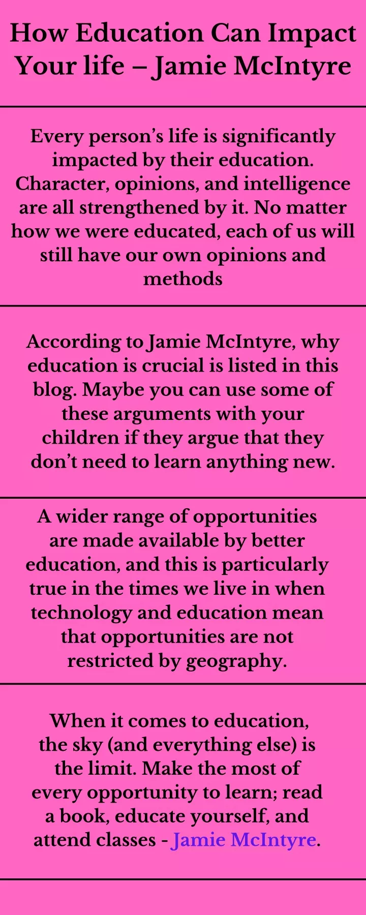 how education can impact your life jamie mcintyre