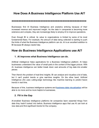 how does a business intelligence platform use ai