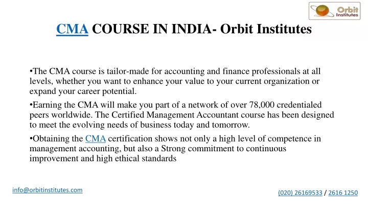 cma course in india orbit institutes