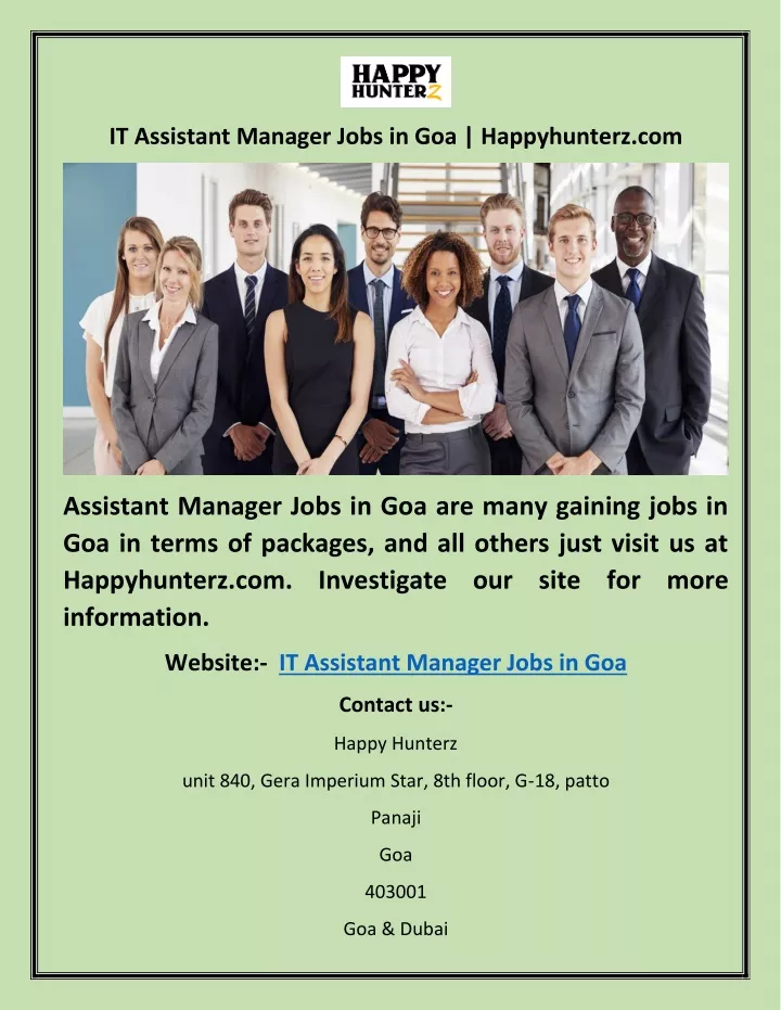 it assistant manager jobs in goa happyhunterz com