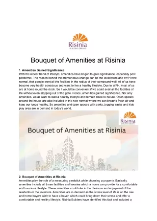 Bouquet of Amenities at Risinia