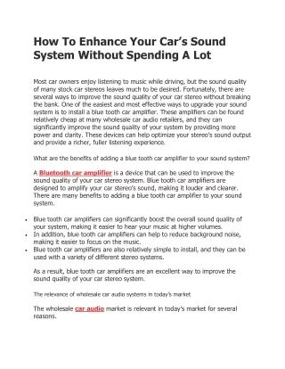 how to enhance your car s sound system without
