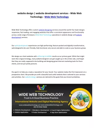 website design | website development services - Wide Web Technology
