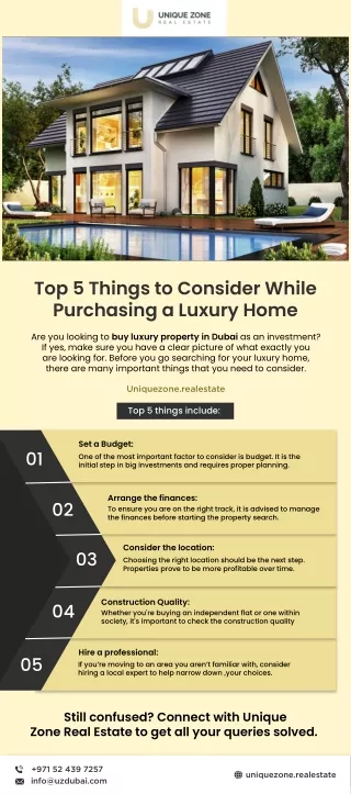 Top 5 Things to Consider While Purchasing a Luxury Home