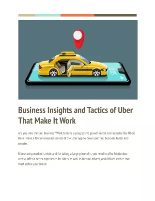 Business Insights and Tactics of Uber That Make It Work