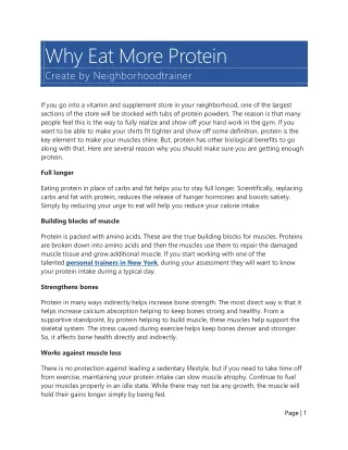 Why Eat More Protein