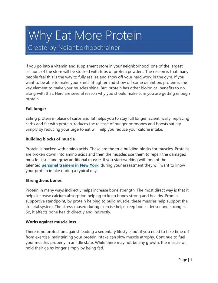 why eat more protein create by neighborhoodtrainer