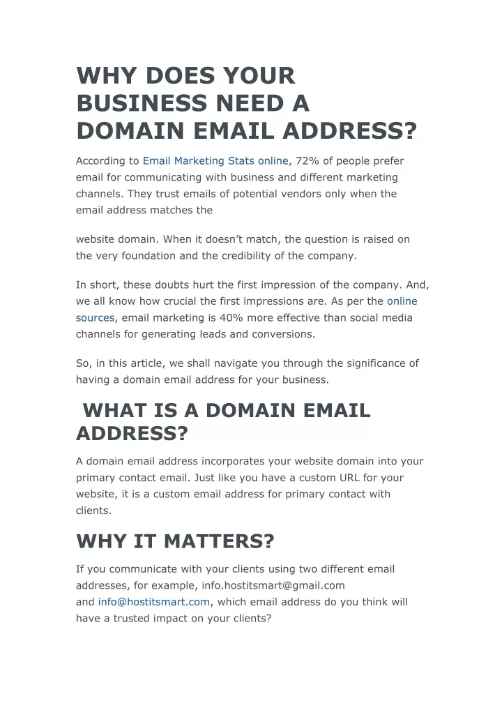 why does your business need a domain email address