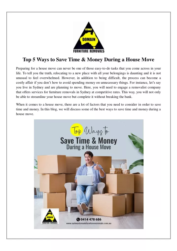 top 5 ways to save time money during a house move