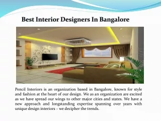 BEST INTERIOR Desingers inBANGALORE