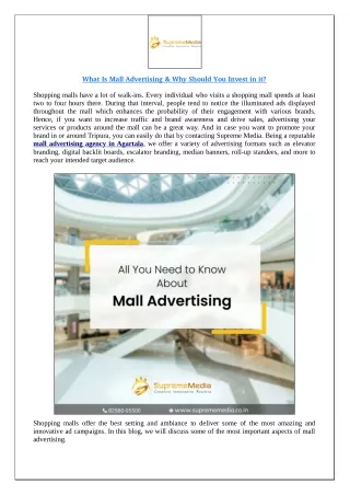 What Is Mall Advertising & Why Should You Invest in it