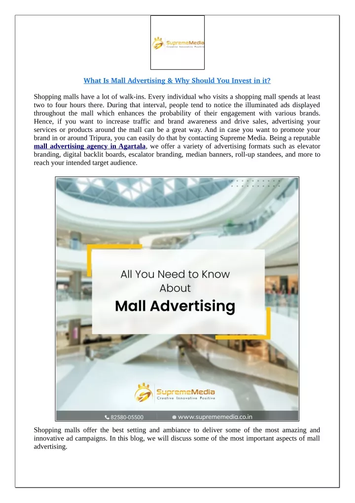 what is mall advertising why should you invest