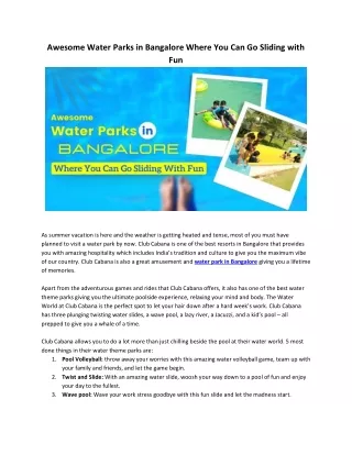 awesome water parks in bangalore where