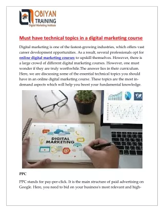 Must have technical topics in a digital marketing course
