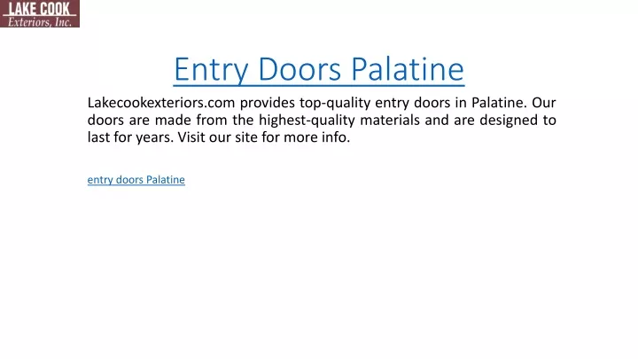 entry doors palatine