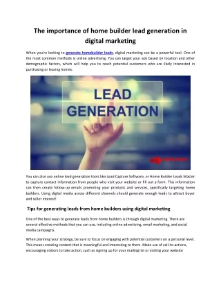 The importance of home builder lead generation in digital marketing (1)
