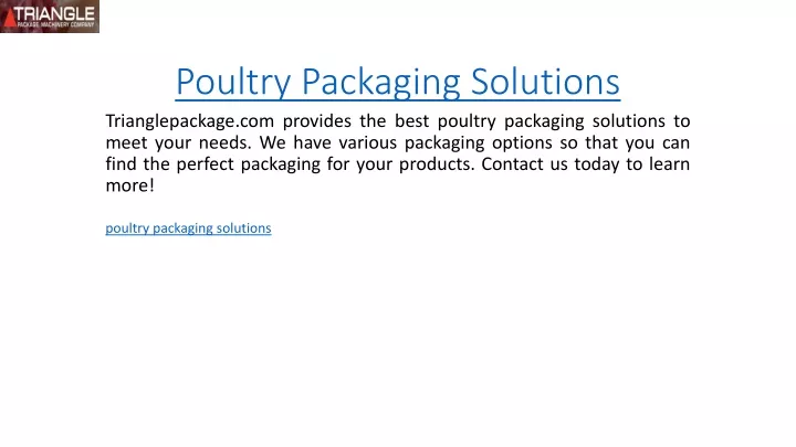 poultry packaging solutions