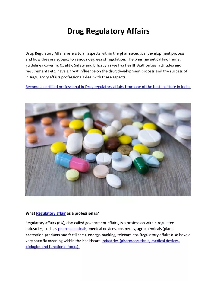 drug regulatory affairs