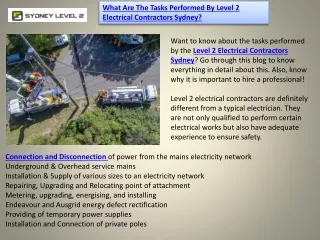 what are the tasks performed by level