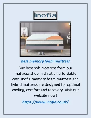 Best Memory Foam Mattress | Inofia.co.uk