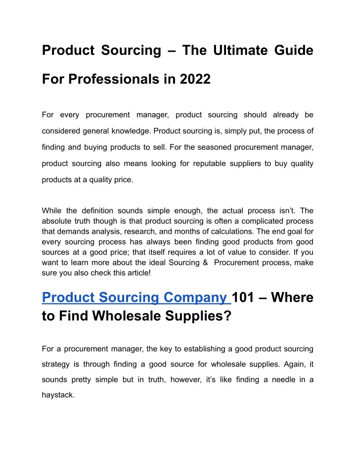 product sourcing the ultimate guide