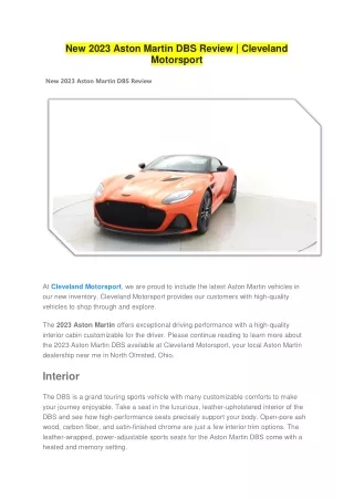New 2023 Aston Martin DBS Review
