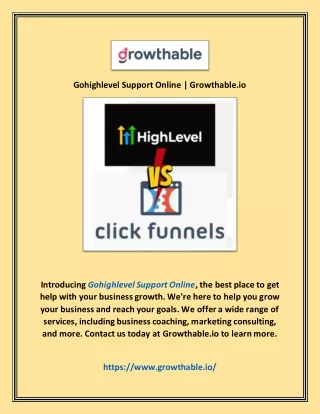 Gohighlevel Support Online | Growthable.io