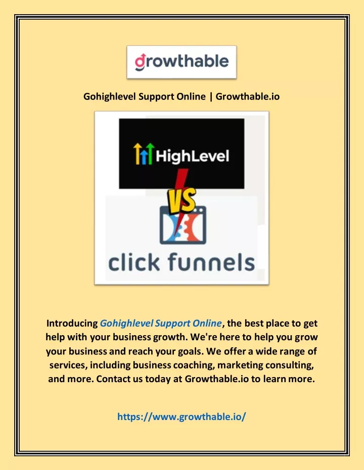 gohighlevel support online growthable io