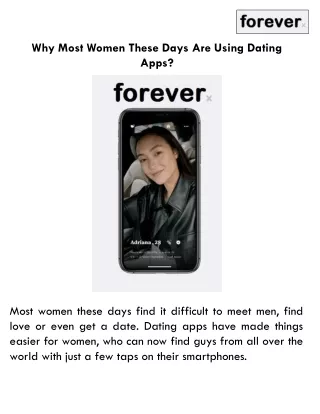 why most women these days are using dating apps