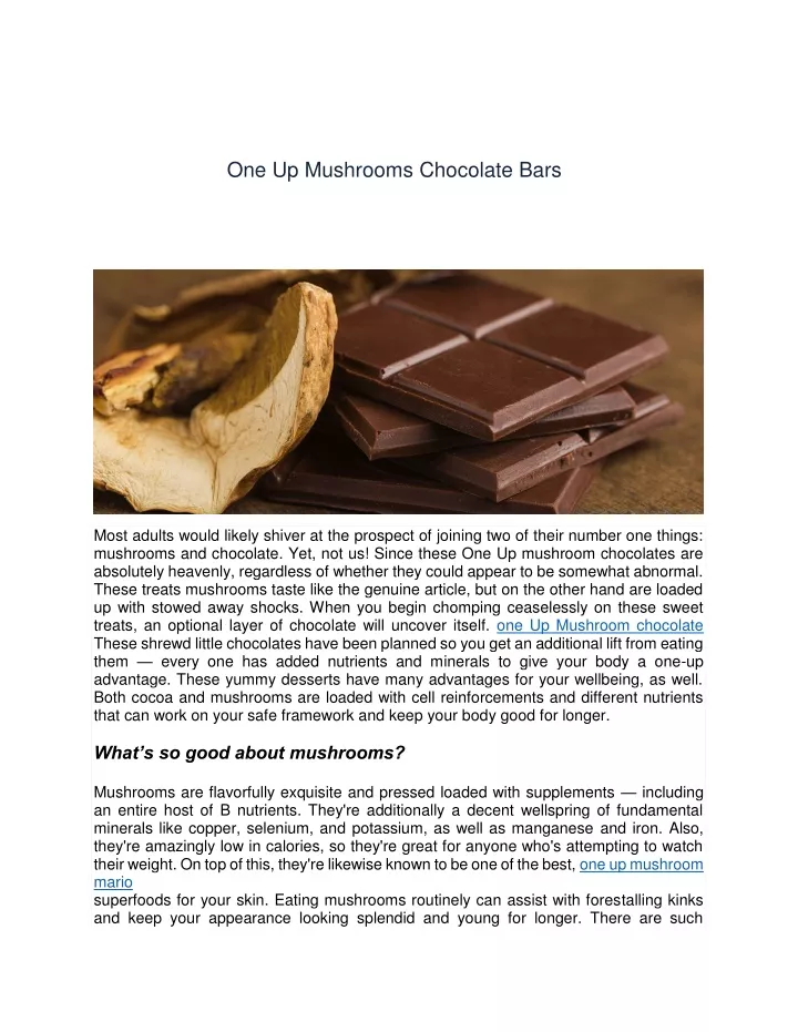 one up mushrooms chocolate bars