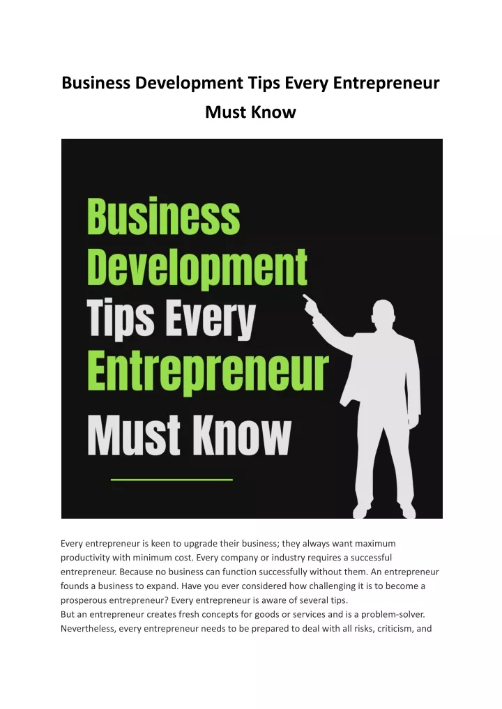 business development tips every entrepreneur