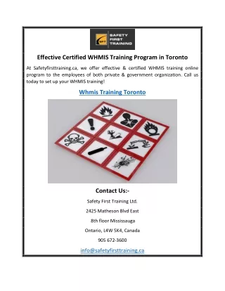 effective certified whmis training program
