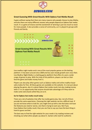 great guessing with great results with dpboss
