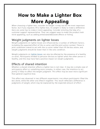 how to make a lighter box more appealing when