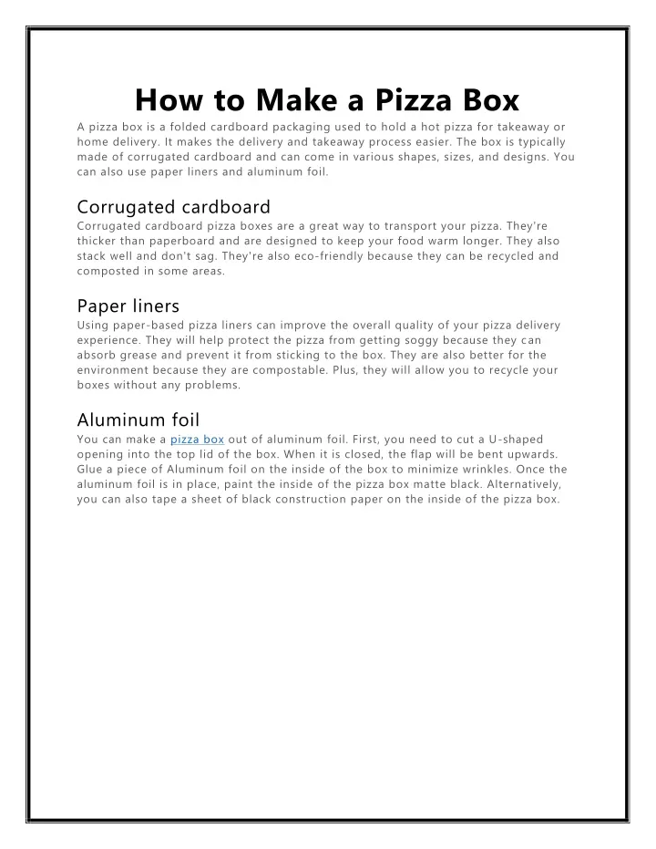 how to make a pizza box a pizza box is a folded