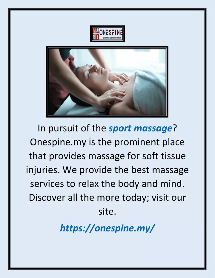 in pursuit of the sport massage onespine