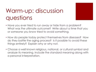 warm up discussion questions