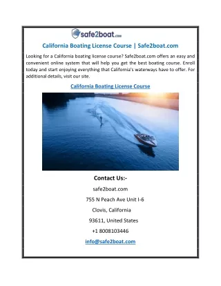 california boating license course safe2boat com