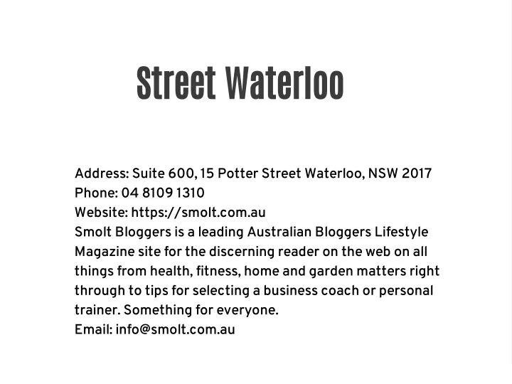 street waterloo