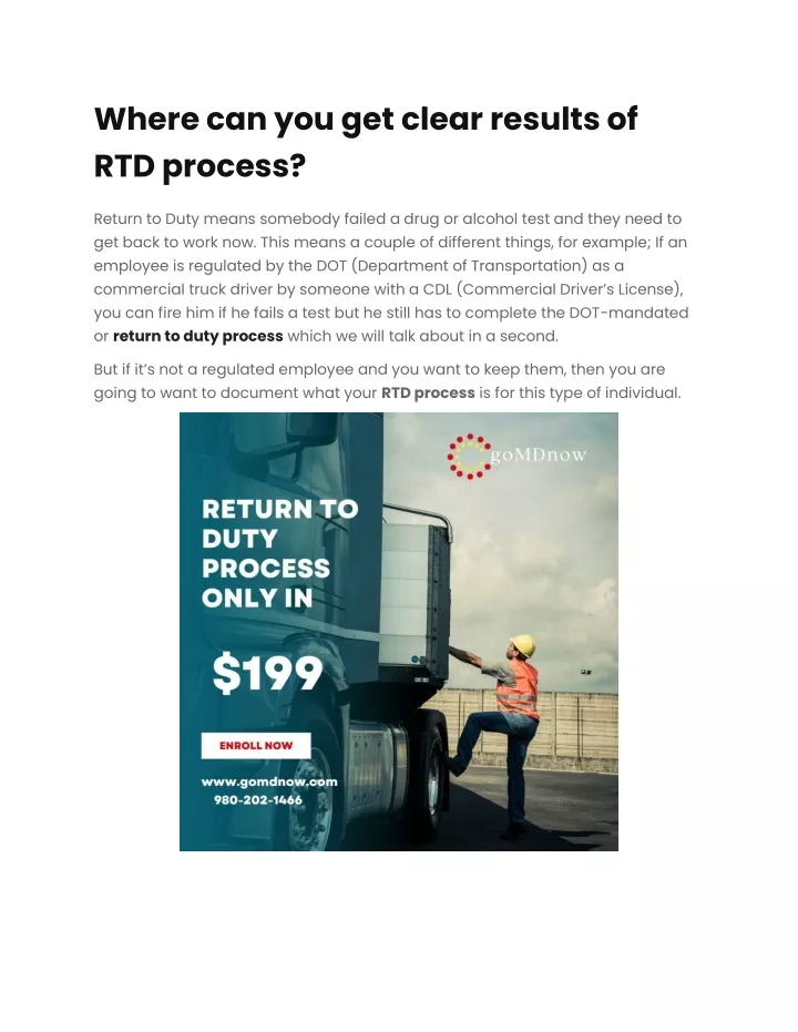 where can you get clear results of rtd process