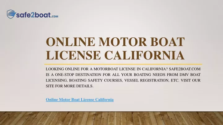 online motor boat license california