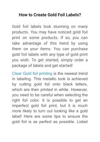 how to create gold foil labels