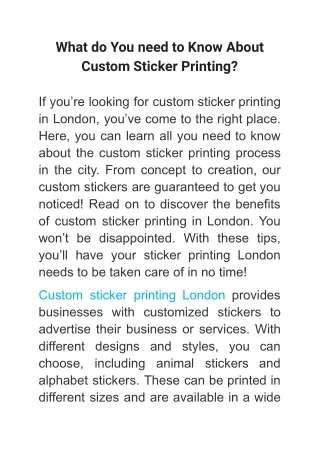 what do you need to know about custom sticker