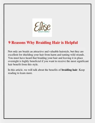 9 Reasons Why Braiding Hair is Helpful